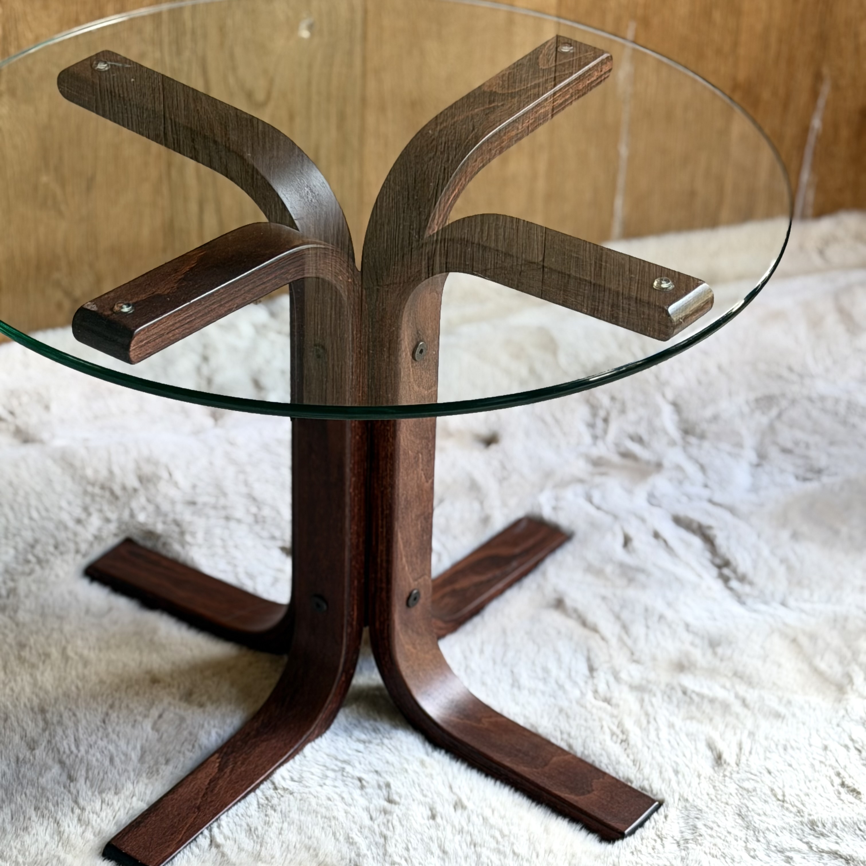 Table ronde d'appoint bois foncé - Pièce Unique