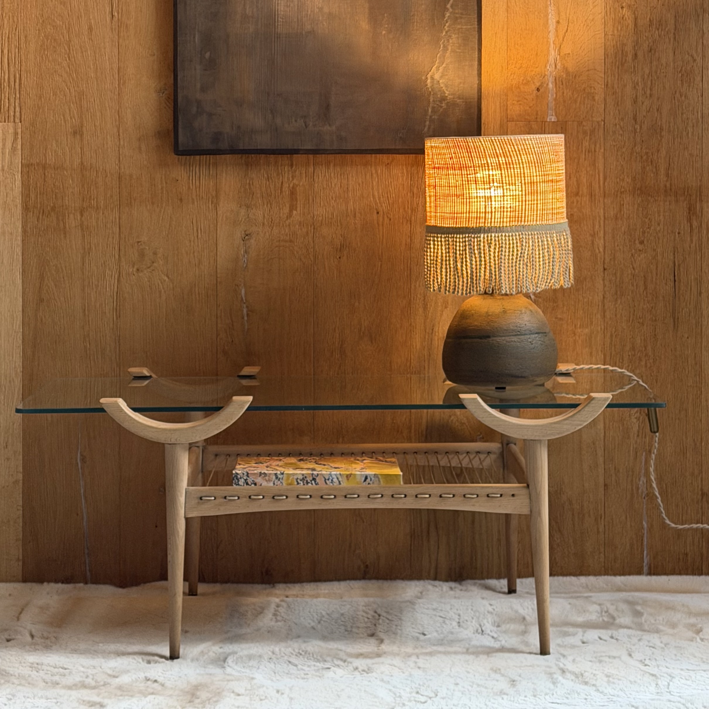Lampe à franges naturel - Pièce Unique