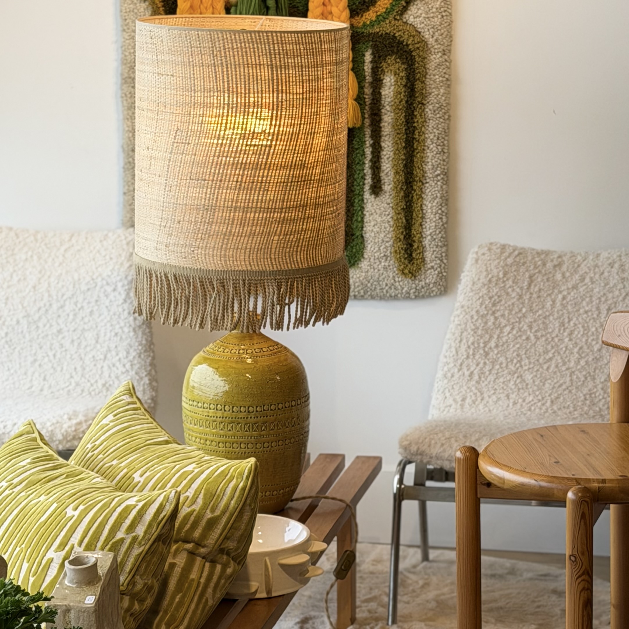 Lampe jaune céramique - Pièce Unique