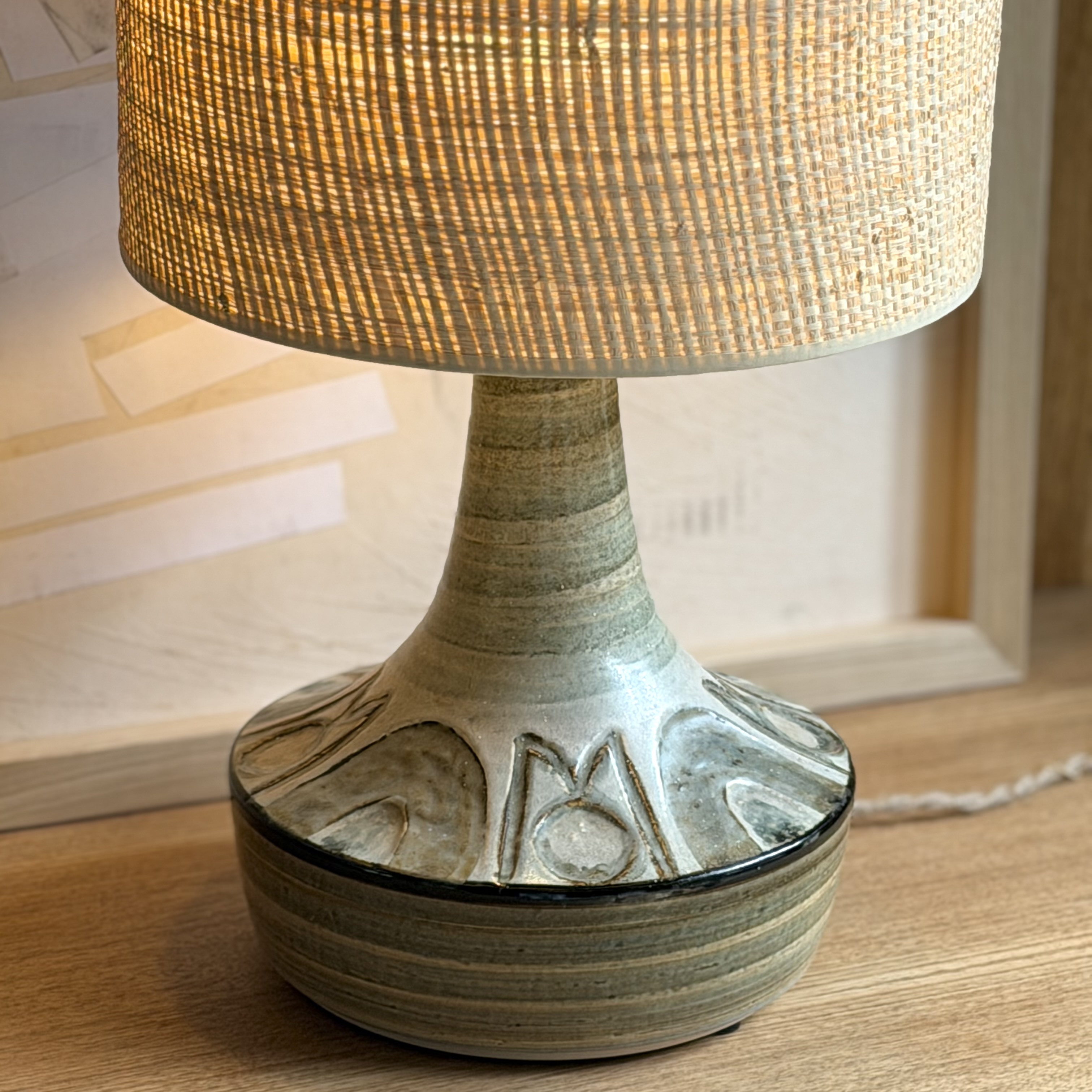 Lampe vert d'eau céramique - Pièce Unique