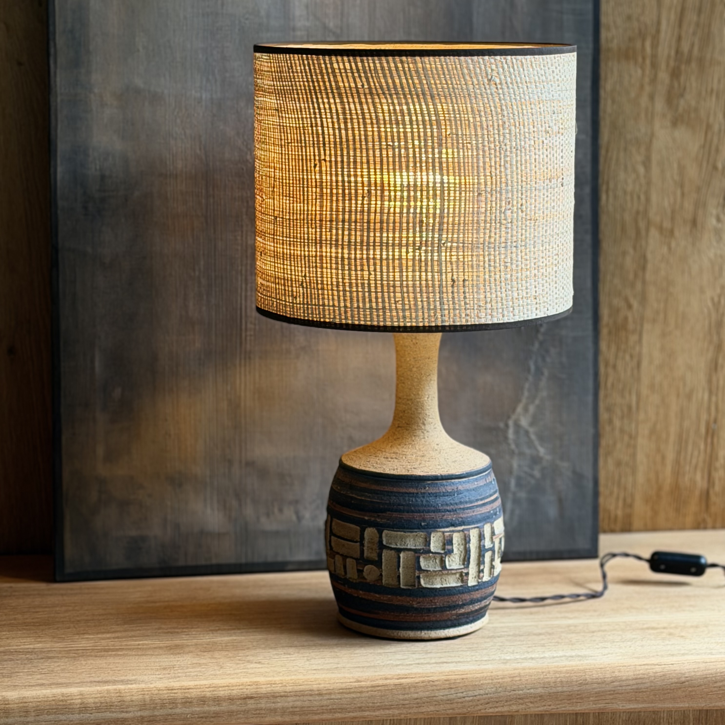 Lampe motifs céramique - Pièce Unique