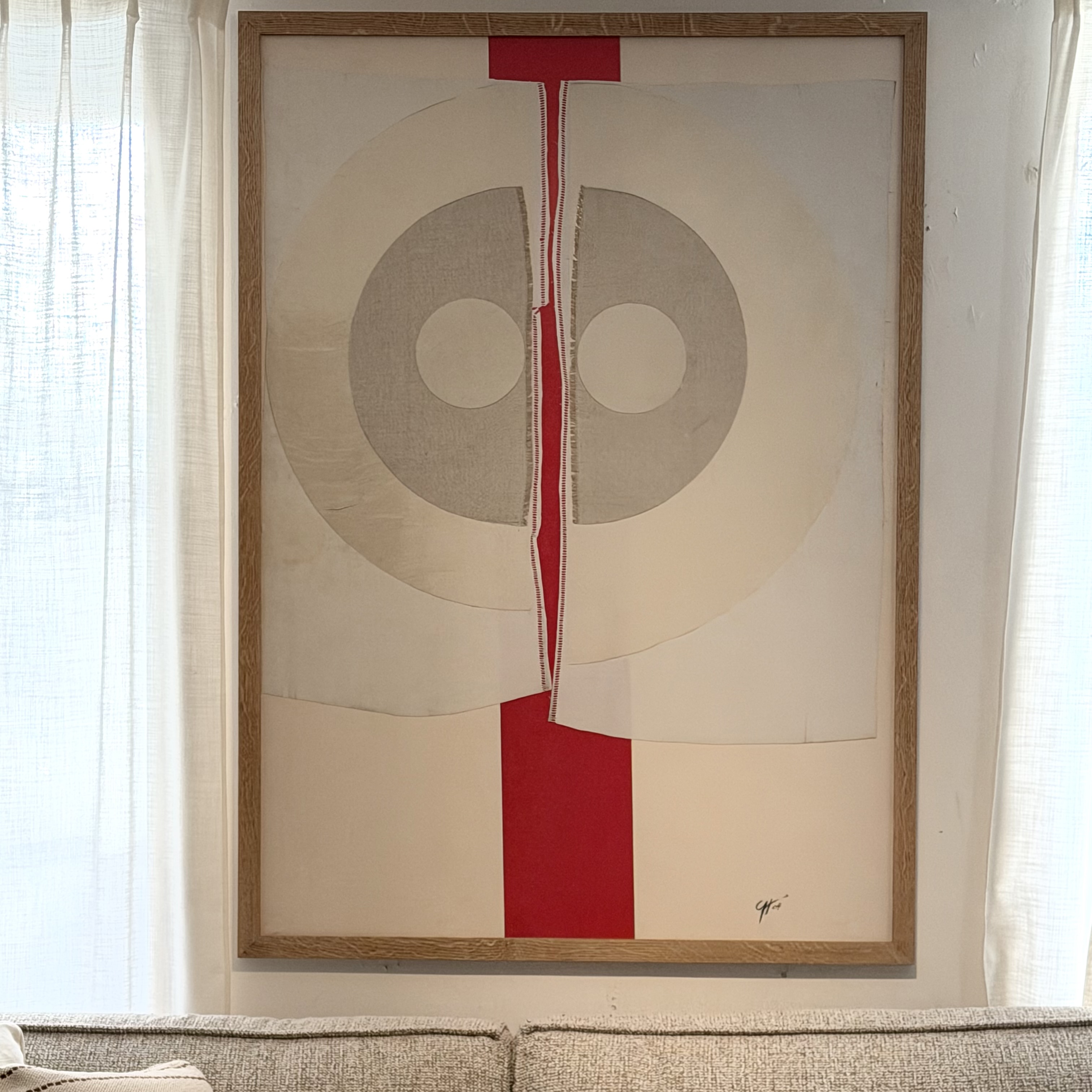 Tableau collage rouge - Pièce Unique