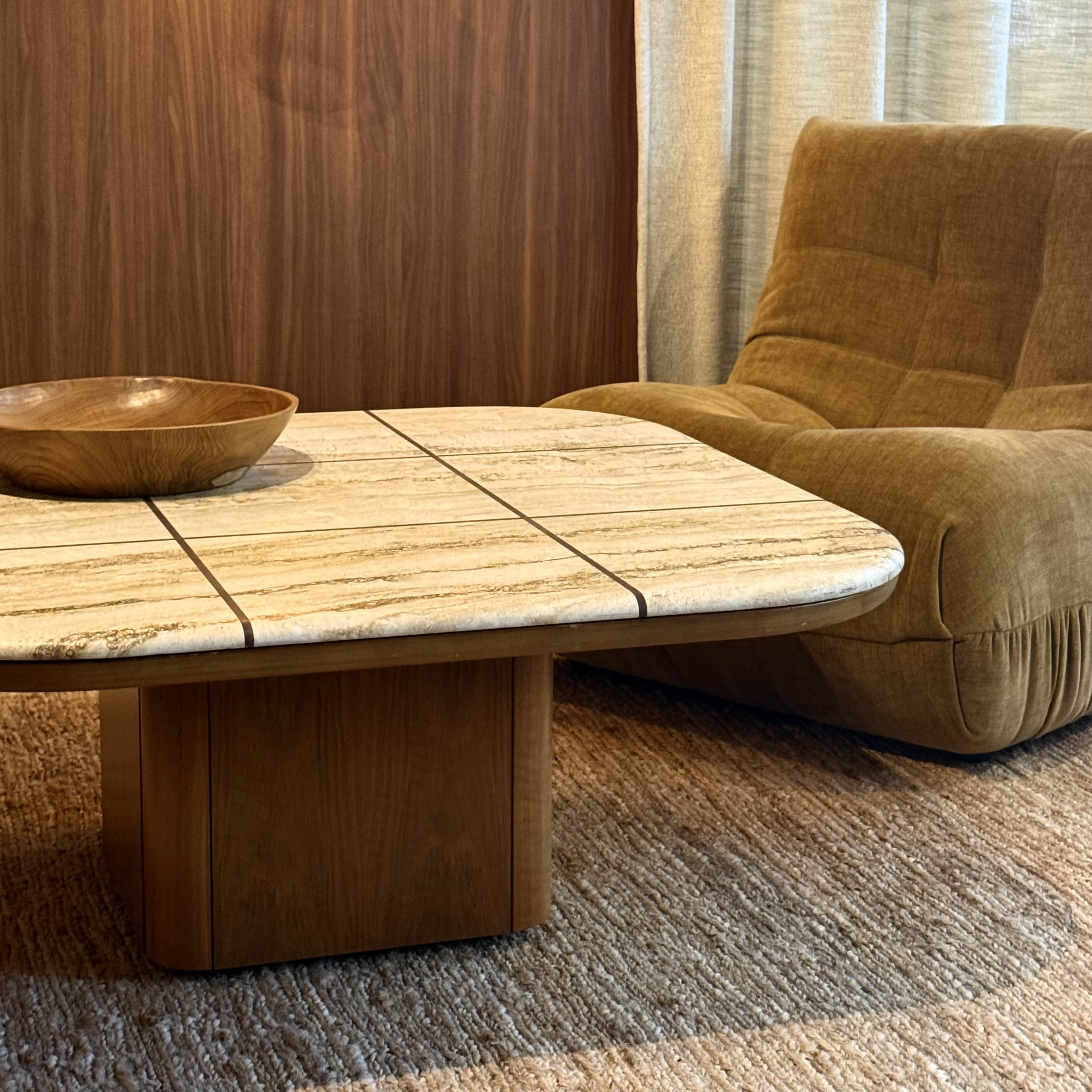Table basse bois/marbre